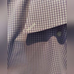Men's purple-and-White checkered shirt
